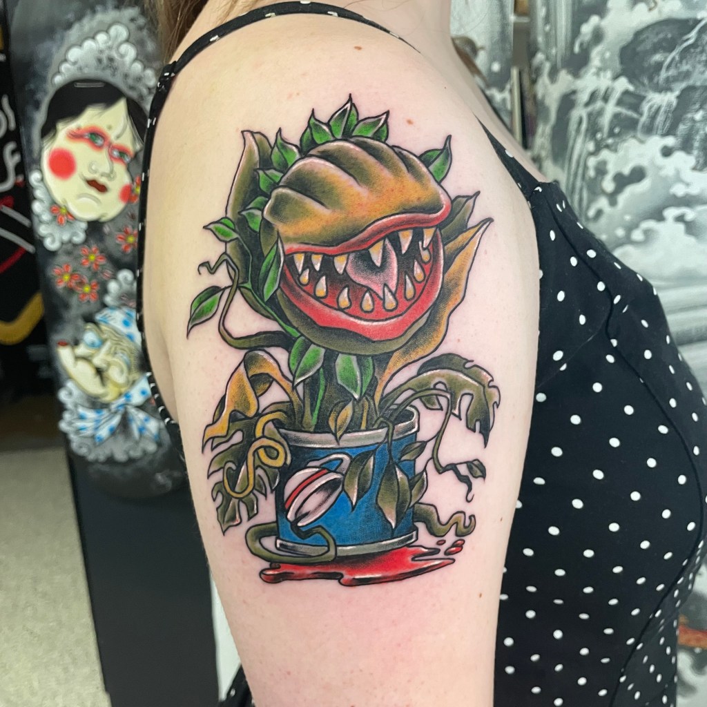 Little shop of horrors tattoo full colour done in Edmonton area