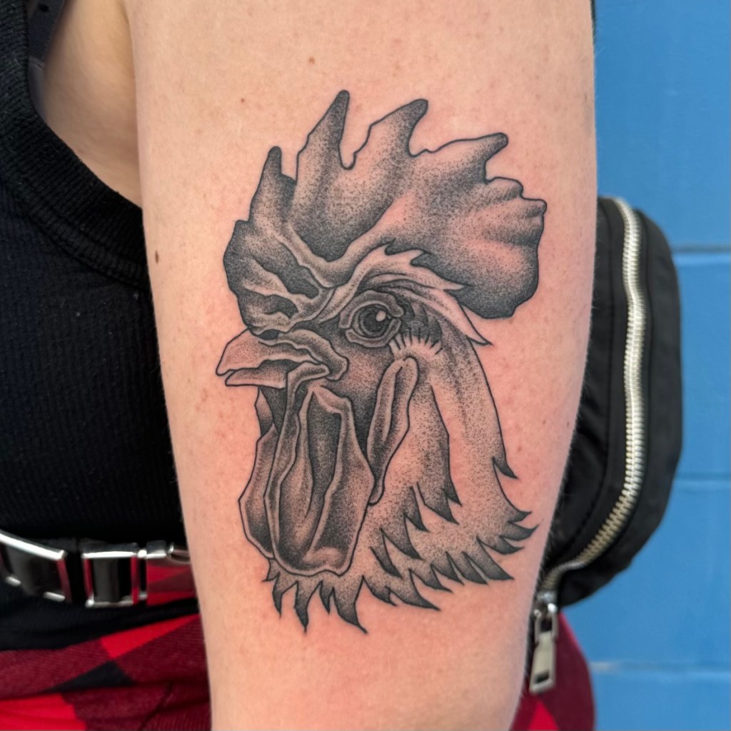 rooster head tattoo